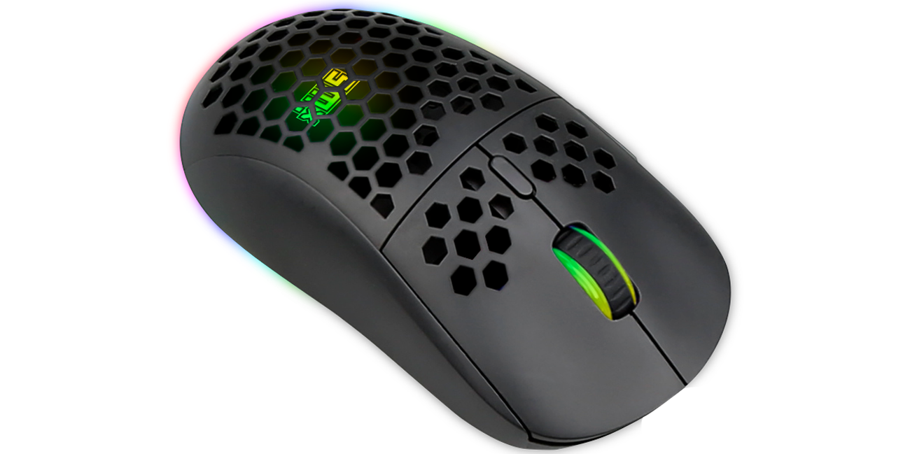 Bezprzewodowa myszka Silver Monkey X Rascal RGB - Widok od tyłu pod kątem