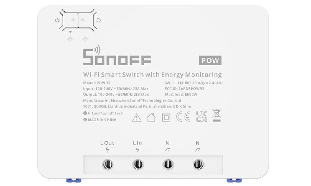 Inteligentny przełącznik Wi-Fi Sonoff POWR3 - Widok od przodu