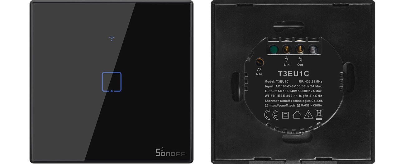 Sonoff Dotykowy Włącznik T3 EU TX (WiFi+RF433 1-kanałowy) IM190314018 (czarny)