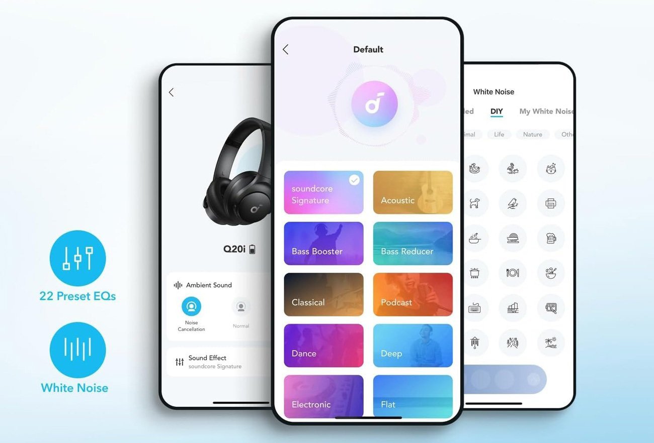 Słuchawki bezprzewodowe SoundCore Space Q20i Granatowe - Personalizacja i komfort użytkowania