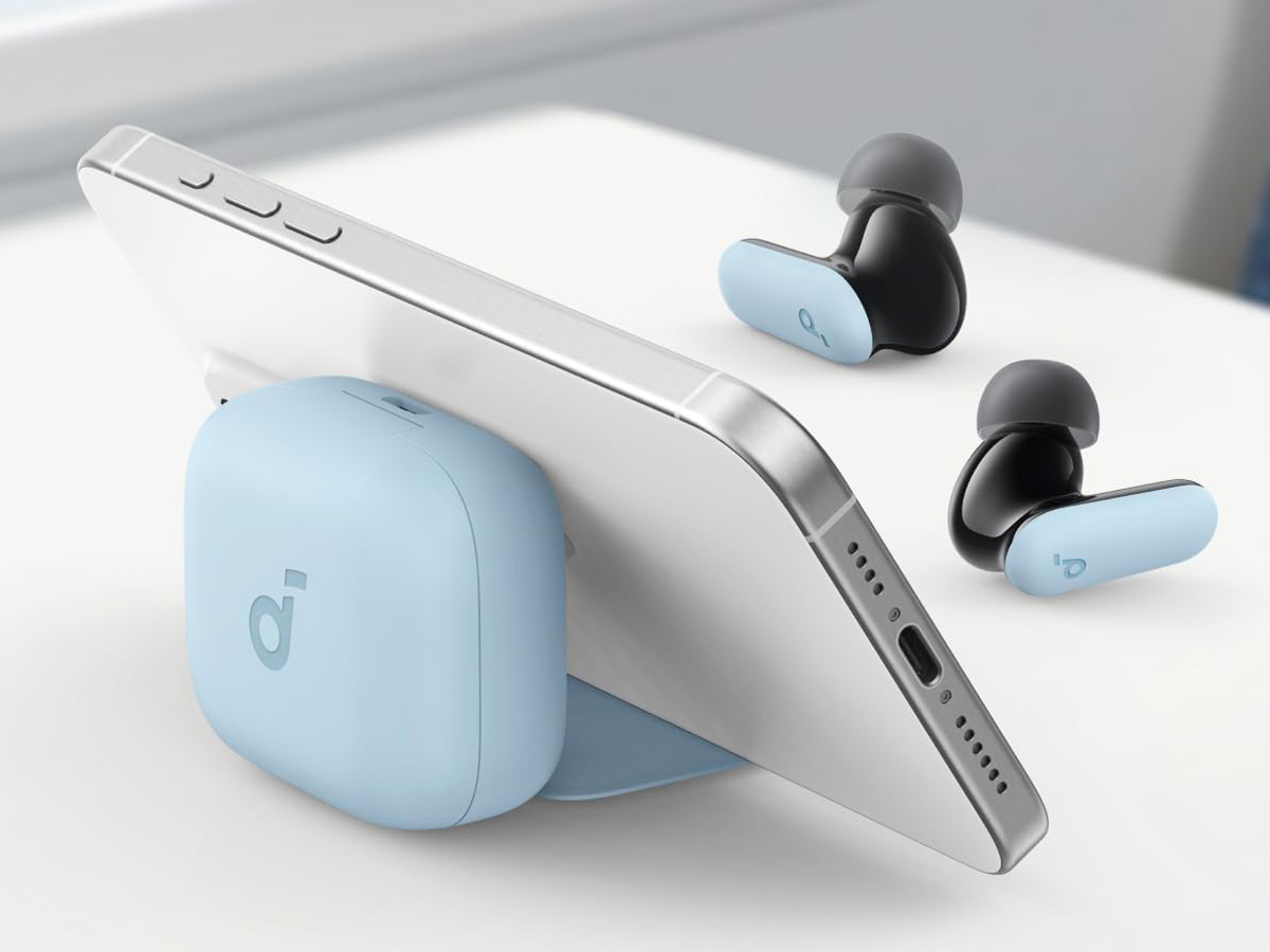 Słuchawki bezprzewodowe SoundCore P30i Niebiesko-czarne - Grafika lifestyle