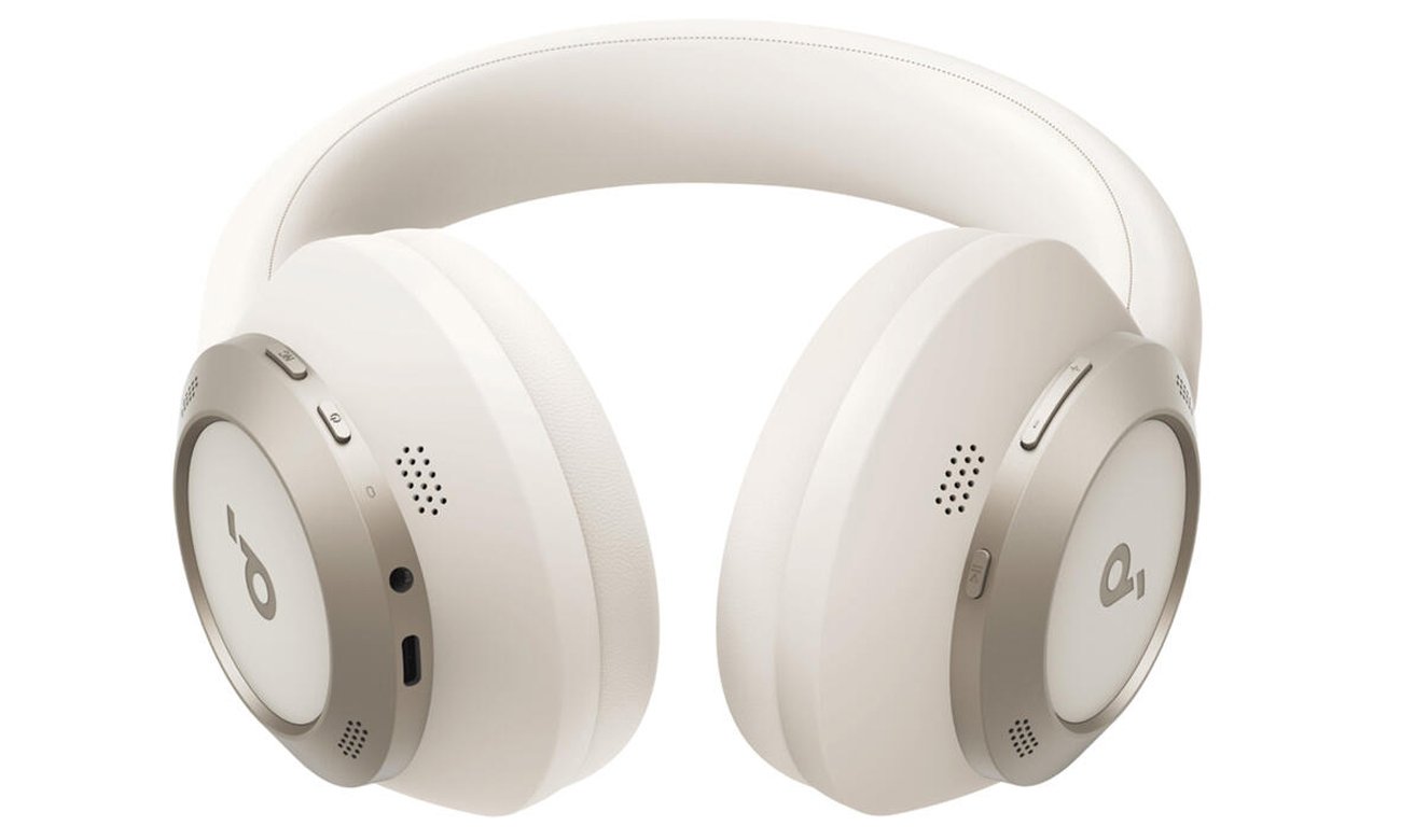 Słuchawki bezprzewodowe soundcore Space One Pro Białe - Widok od dołu pod kątem