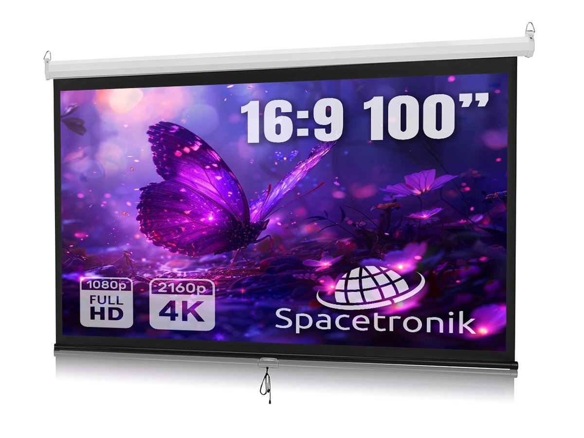 Spacetronik Ekran Projekcyjny Sufitowy Zwijany Manualnie 100 16:9