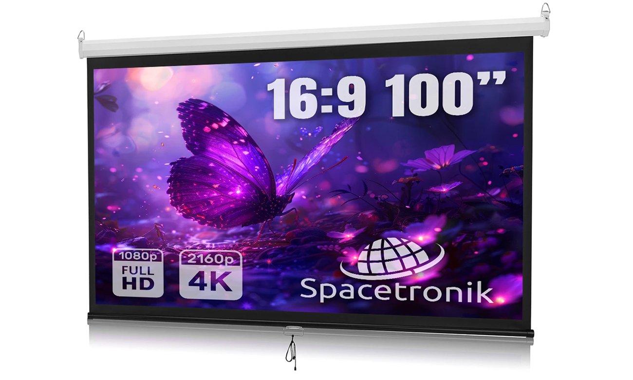Spacetronik Ekran Projekcyjny Sufitowy Zwijany Manualnie 100 16:9