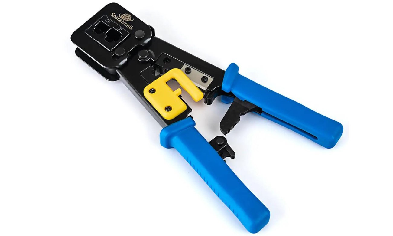 Zaciskarka przelotowa Spacetronik RJ45/RJ12/RJ11 z wtykami i osłonami