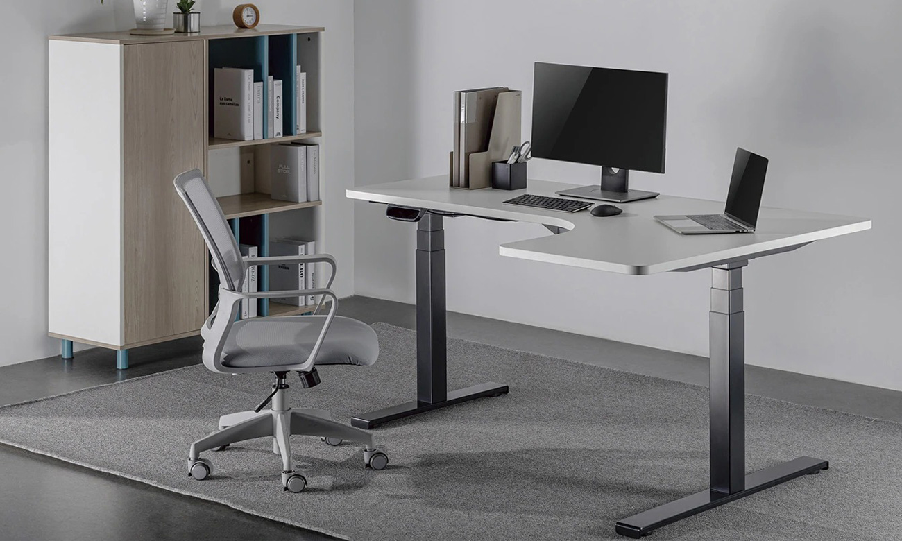 Stelaż do biurka elektrycznego narożnego Spacetronik SPE-243LB Czarny - Grafika lifestyle