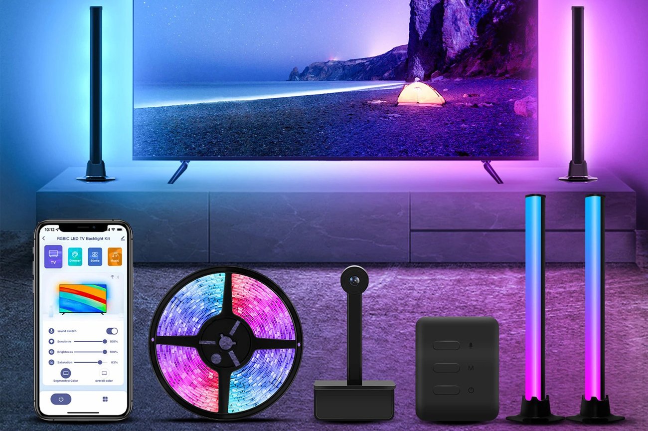 Inteligentne podświetlenie telewizora LED RGB Spacetronik GLOW Strip Kit - Grafika lifestyle