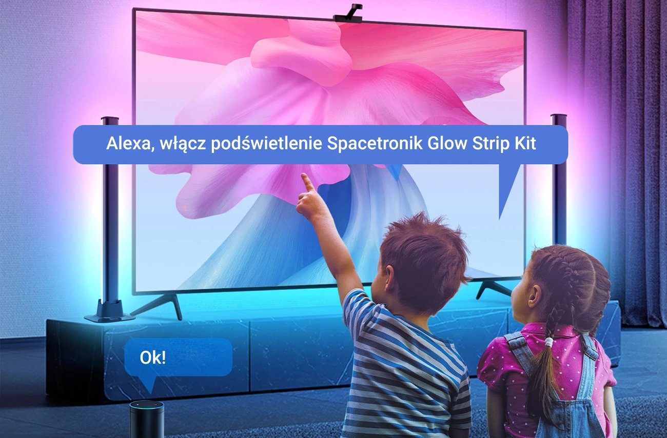 Inteligentna taśma LED RGB do TV Spacetronik GLOW Strip WiFi - Zdalne sterowanie smartfonem i głosem