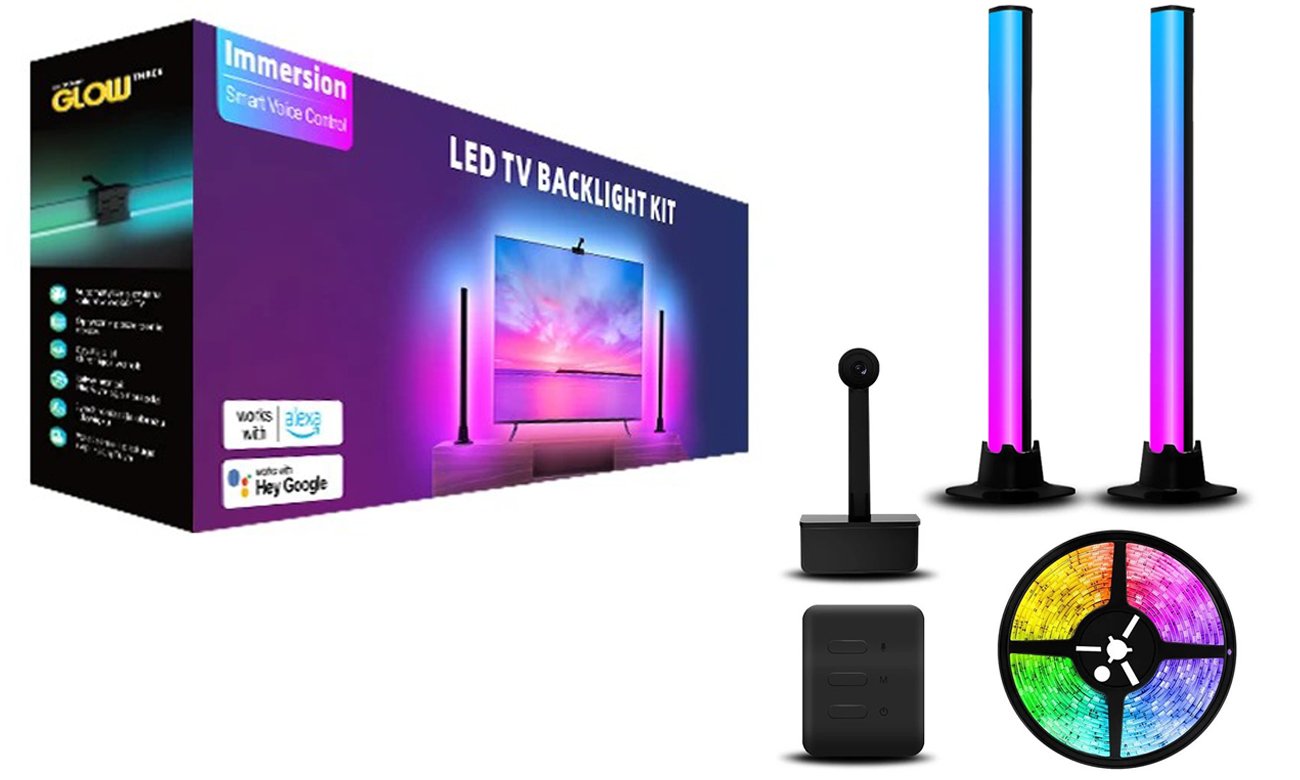 Inteligentne podświetlenie telewizora LED RGB Spacetronik GLOW Strip Kit - Widok ogólny z opakowaniem