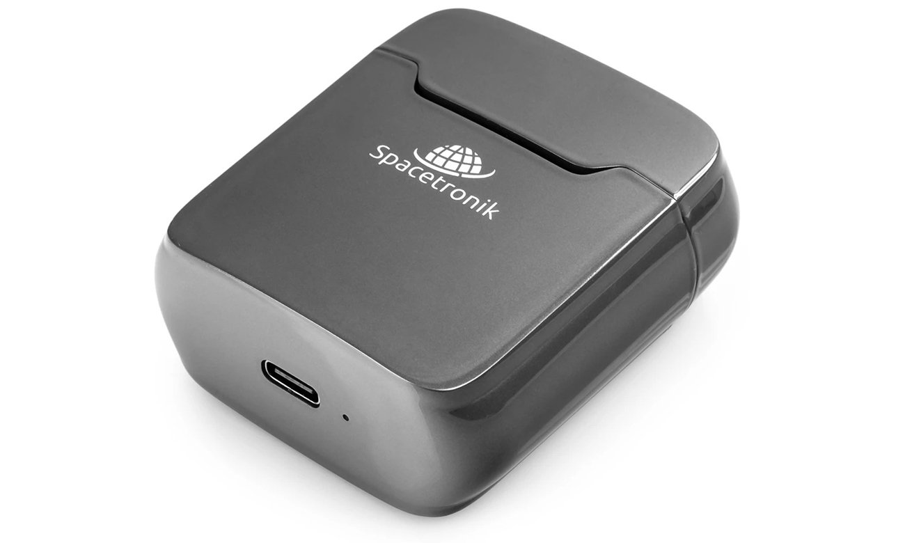 Bezprzewodowy mikrofon krawatowy Spacetronik SPU-WM11C USB-C - Widok etui od dołu pod kątem