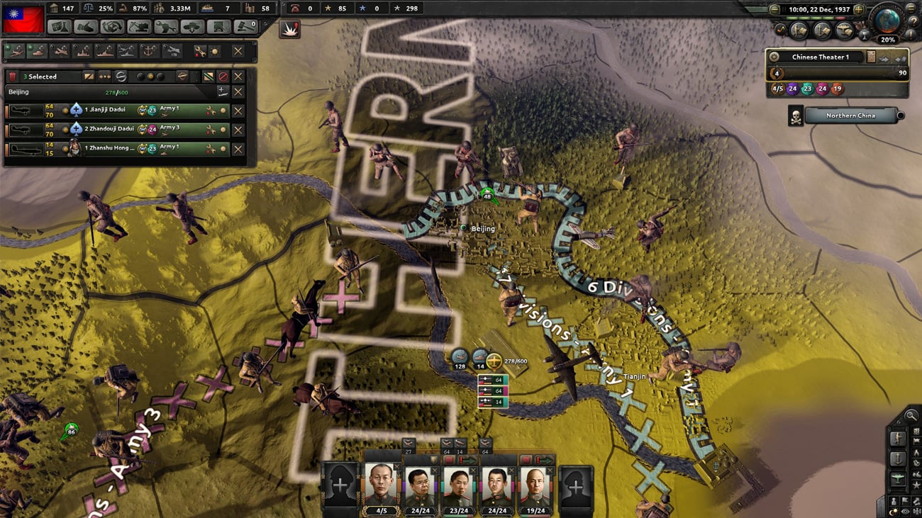 Hearts of Iron IV Waking the Tiger Widok z gry
