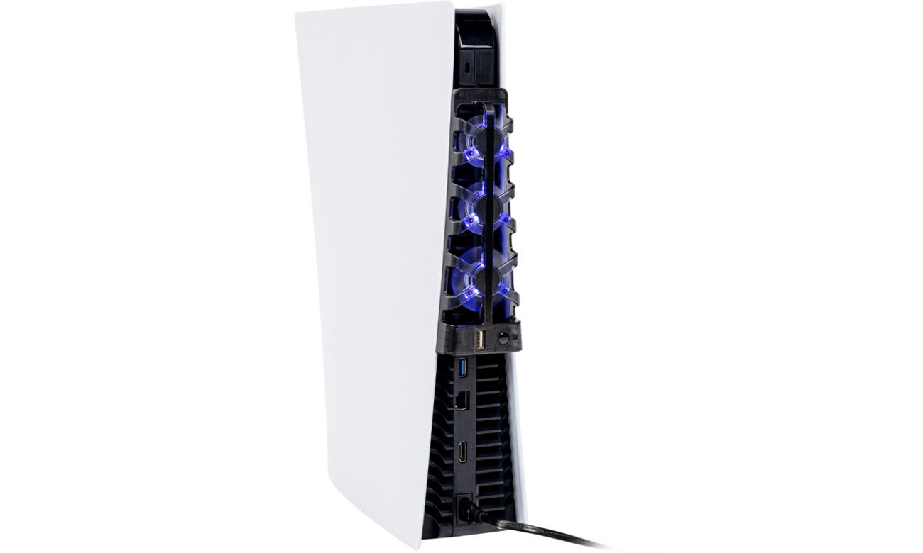 Nakładka chłodząca SteelDigi AZURE NOODIN do PS5 Czarna zamontowana na konsoli