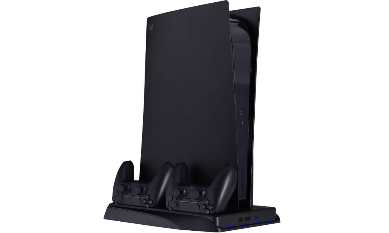 Wielofunkcyjna podstawka SteelDigi Azure Crow do konsoli PlayStation 5 Czarna - Ładowanie dwóch kontrolerów jednocześnie