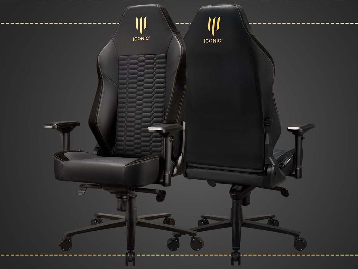 Fotel gamingowy Subsonic Iconic Apollon Classic Gold Top - Grafika z tłem