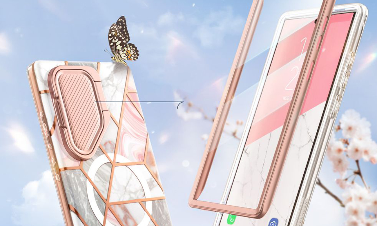 Etui Supcase Cosmo do Samsung Galaxy S24 Ultra Marble - Ramka z szybką poliwęglanową