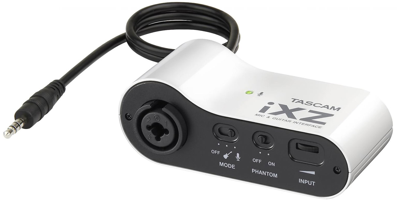 Interfejs mikrofonowy/gitarowy Tascam iXZ do smartfonu i tabletu - Widok od przodu pod kątem