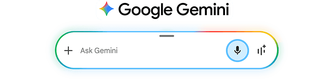Logo Google Gemini oraz pole wprowadzania zapytań.