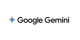 Logo Google Gemini z kolorową, czteroramienną gwiazdą na białym tle prostokąta