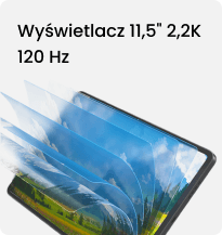 Grafika z wyświetlaczem tabletu i jego parametrami.