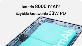 Grafika z wnętrzem tabletu i baterią 8000 mAh.