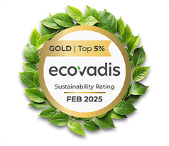 Certyfikat EcoVadis Gold Sustainability Rating z 2025 roku.