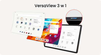 Grafika przedstawiająca trzy tryby wyświetlania VersaView 3 w 1.