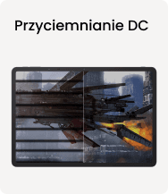 Grafika z technologią przyciemniania DC Dimming i napisem Przyciemnianie DC.