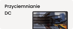 Grafika z technologią przyciemniania DC Dimming i napisem Przyciemnianie DC.