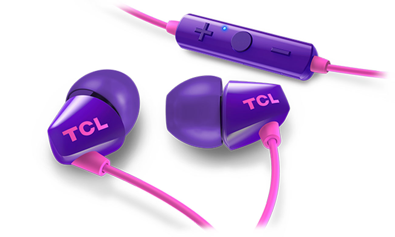 Słuchawki bezprzewodowe TCL SOCL100BT Purpurowe - Przybliżenie słuchawki, pilot