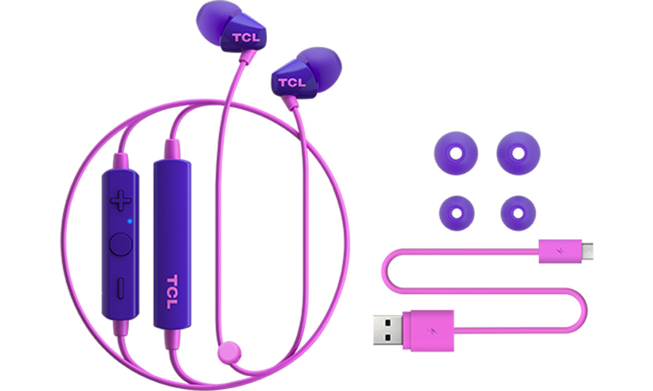 Słuchawki bezprzewodowe TCL SOCL100BT Purpurowe - Zawartość zestawu