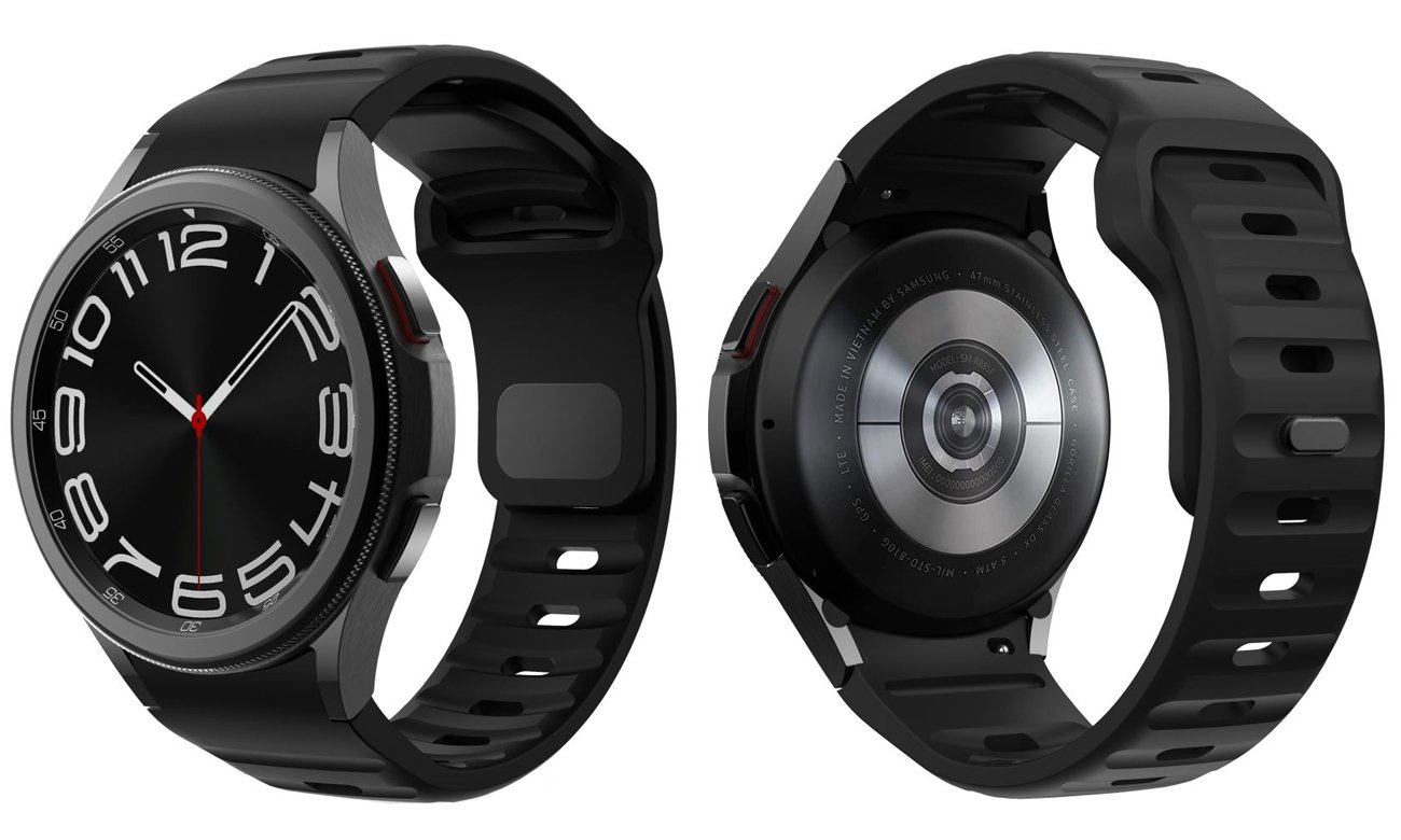 Tech-Protect Silicone Line do Galaxy Watch 4 / 5 / 5 Pro / 6 / 7 / FE Black