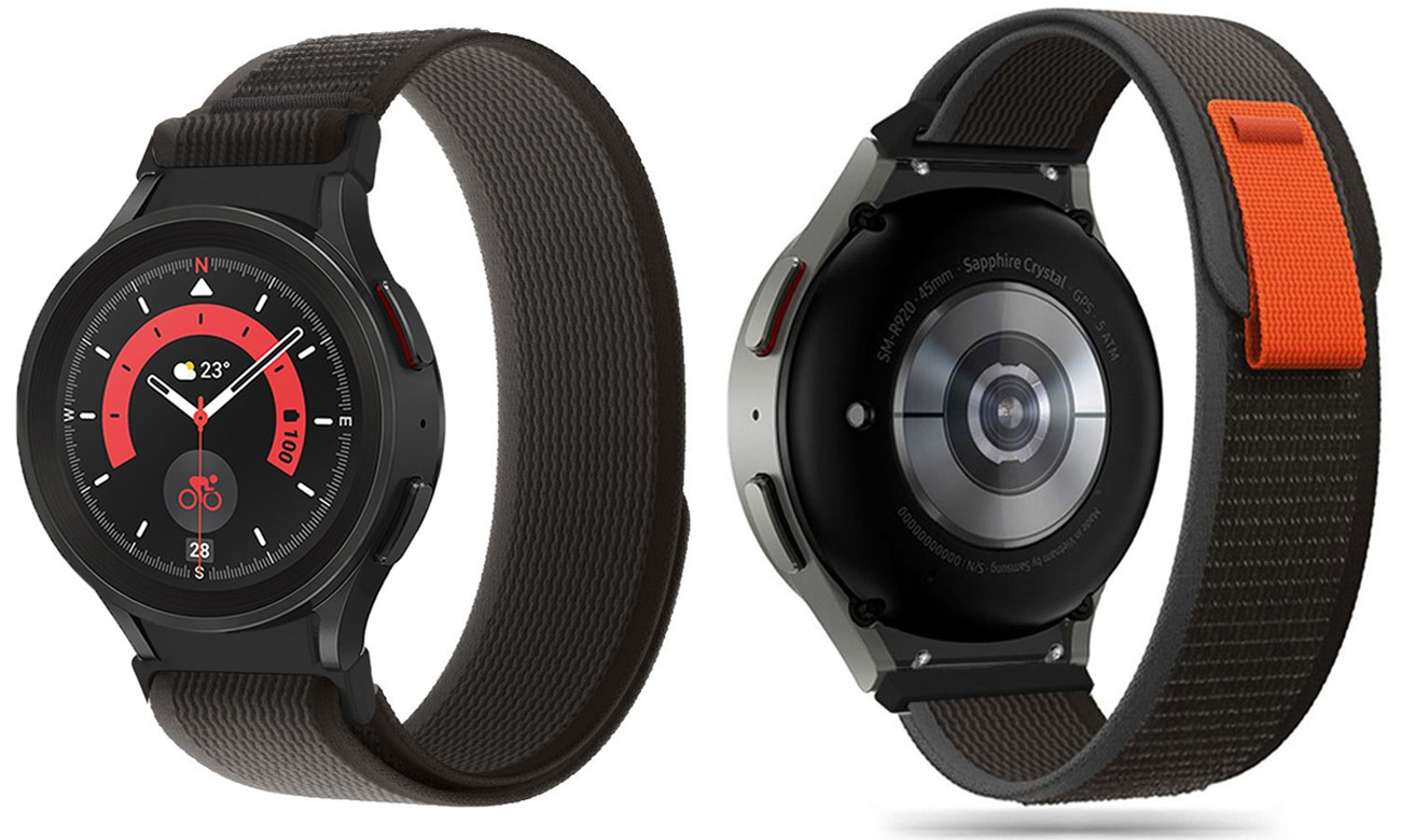 Tech-Protect Nylon do Galaxy Watch 4 / 5 / 5 Pro / 6 / 7 / FE Black/Orang