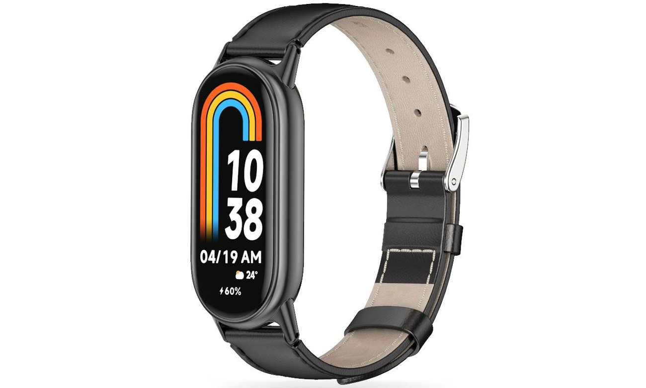 Tech-Protect Leatherfit Armband für Xiaomi Mi Band 8 / 8 NFC schwarz