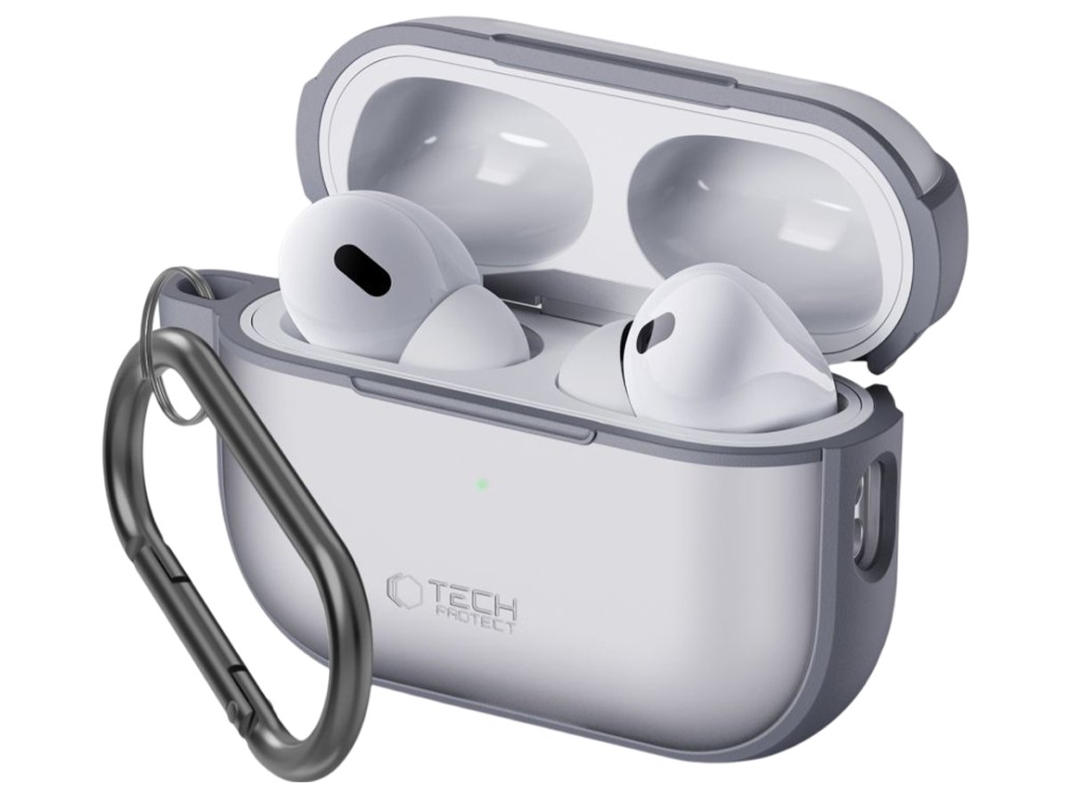 Tech-Protect Magmat Hülle für Apple AirPods Pro (1.|2. Gen.) Matte Grey - Vorderansicht im Winkel