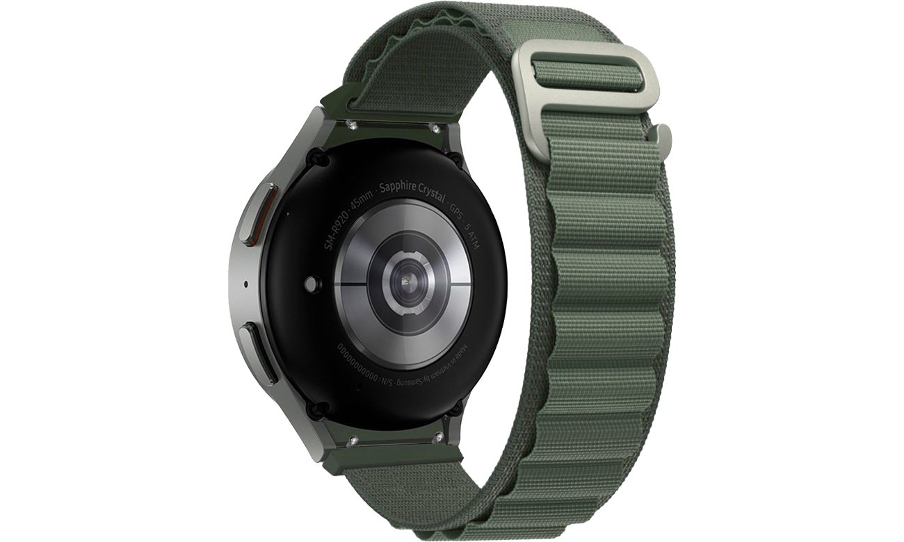 Tech-Protect Nylon Pro Armband für Samsung Galaxy Watch 4/5/5 Pro Military Green - Ansicht auf der Uhr