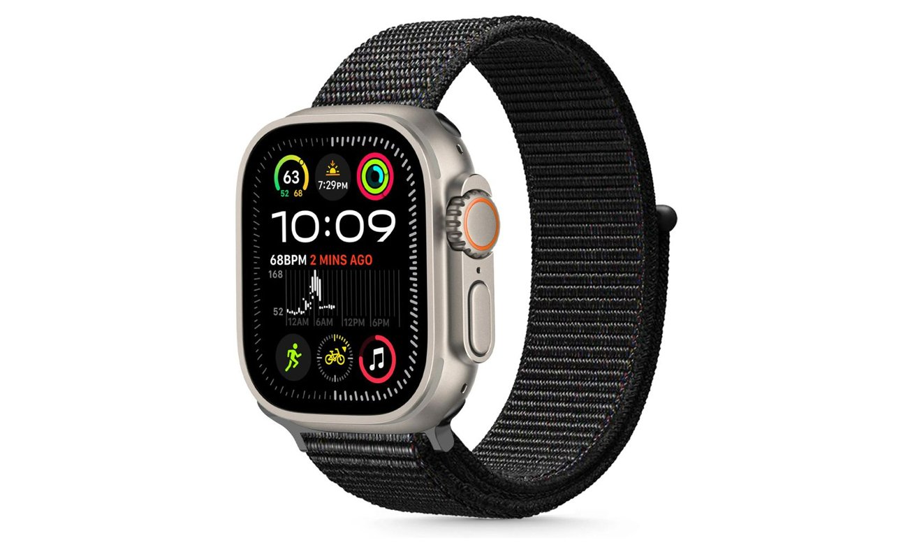 Tech-Protect Nylon Armband für Apple Watch 44/45/46/49 mm Schwarz