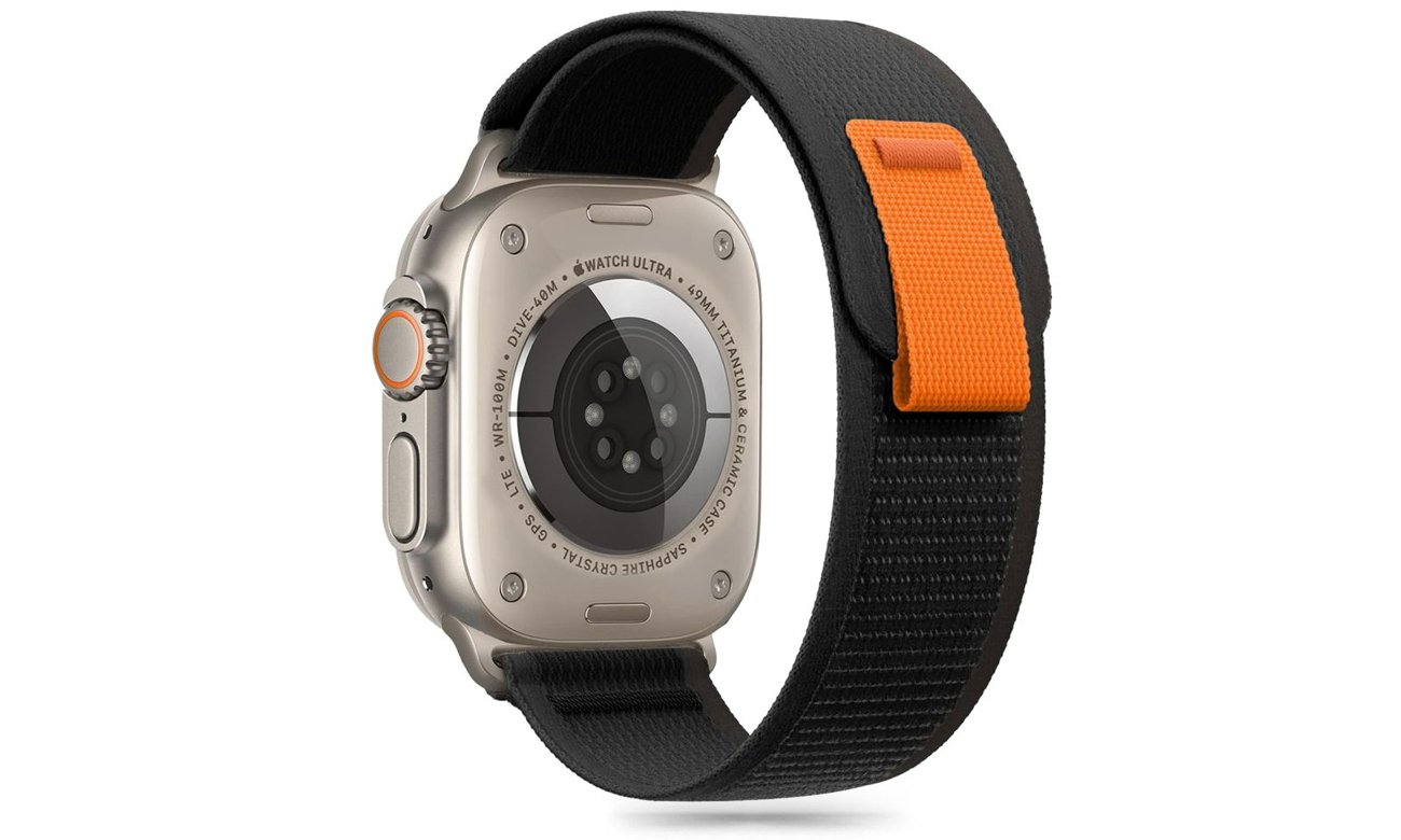 Tech-Protect Nylon Stripe Armband für Apple Watch 44/45/46/49 mm Schwarz/Orange