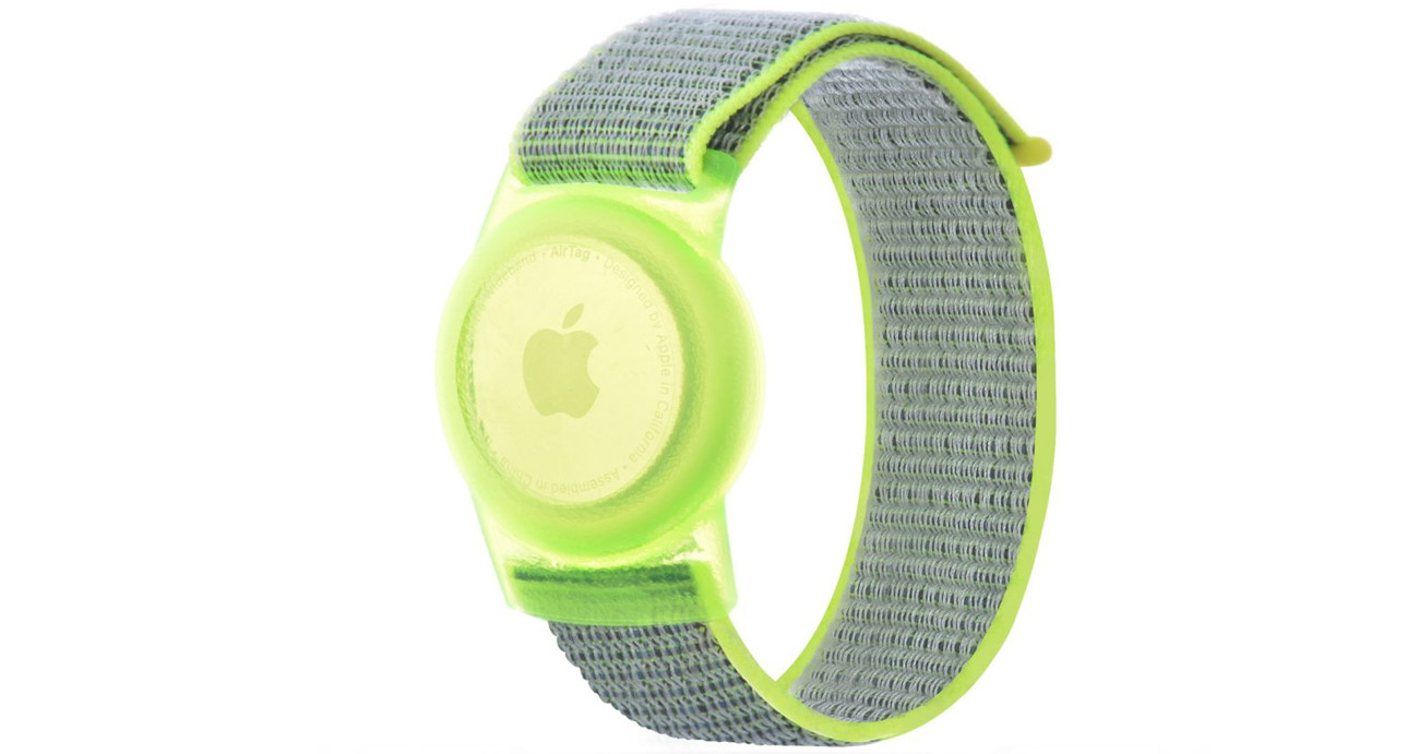 Tech-Protect Nylon Kinderarmband für Apple AirTag lime