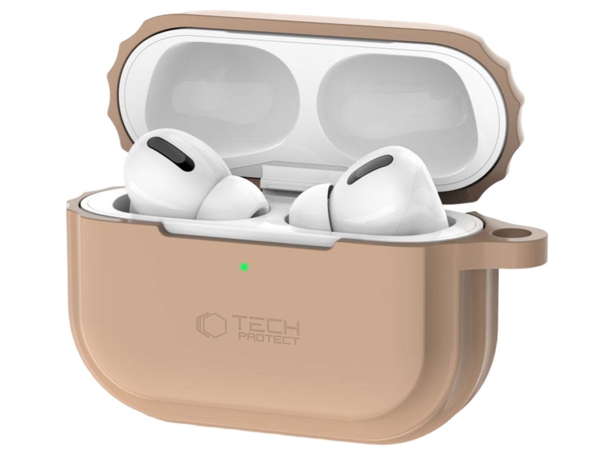 Etui Tech-Protect Silicone Rope für Apple AirPods Pro (1.|2. Gen.) Cafe Latte - Vorderansicht im Winkel