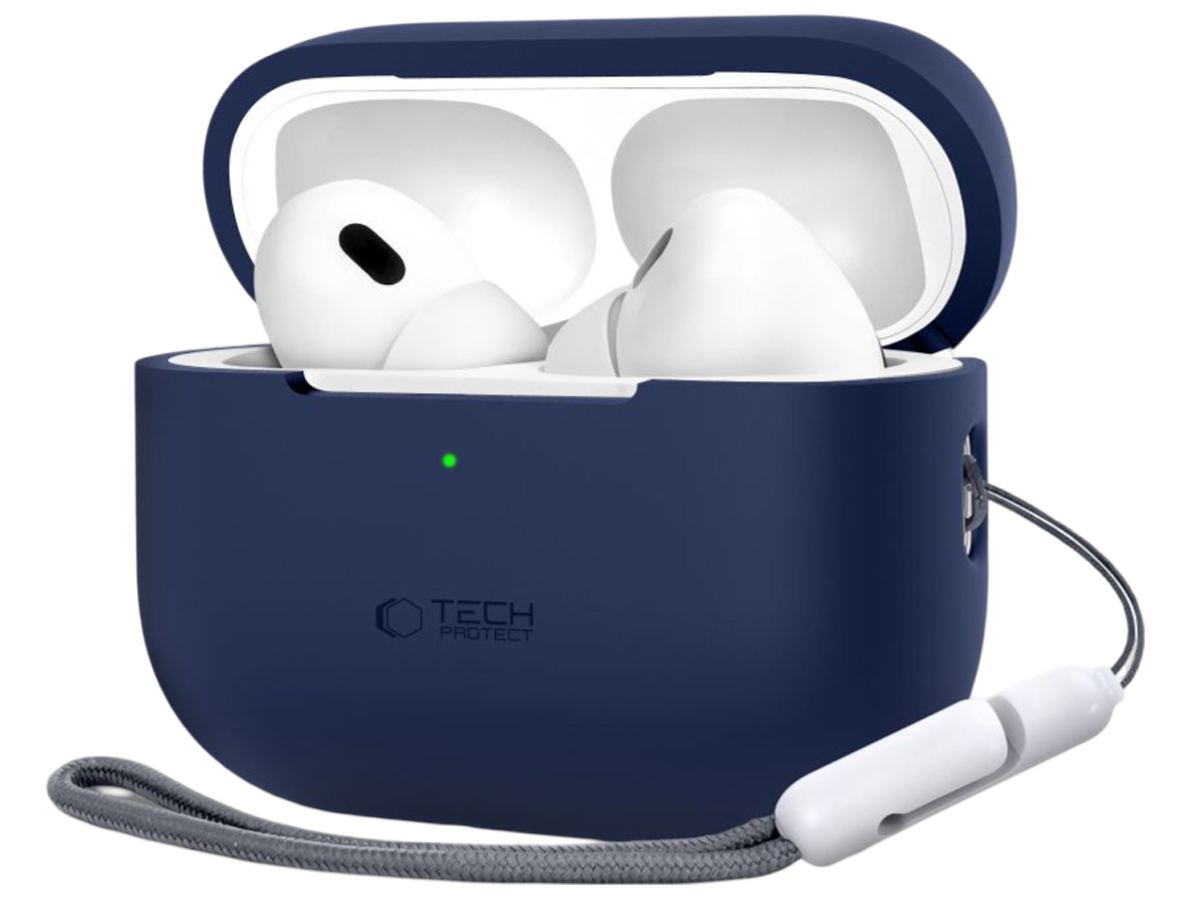 Etui Tech-Protect Silicone für Apple AirPods Pro (1.|2. Gen.) Navy Blue - Vorderansicht im Winkel