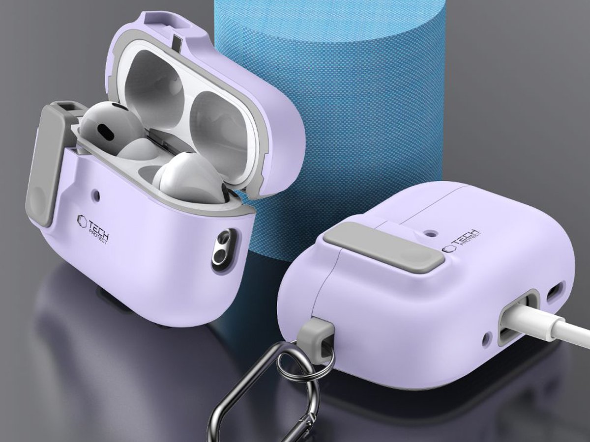 Tech-Protect Slim Hook Hülle für Apple AirPods Pro (1.|2. Gen.) Lavender - Lifestyle-Grafik