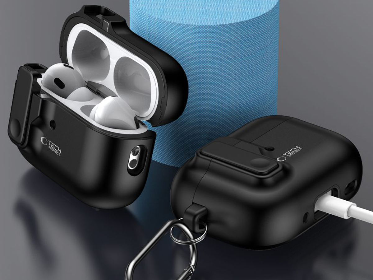 Etui Tech-Protect Slim Hook für Apple AirPods Pro (1.|2. Gen.) Schwarz - Lifestyle-Grafik