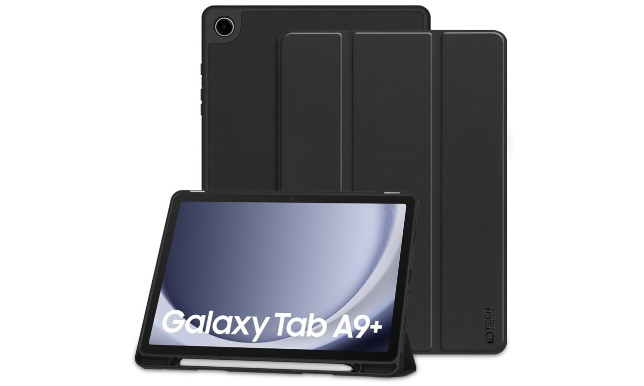 Etui Tech-Protect SmartCase Pen für Samsung Galaxy Tab A9+ Schwarz - Gesamtansicht