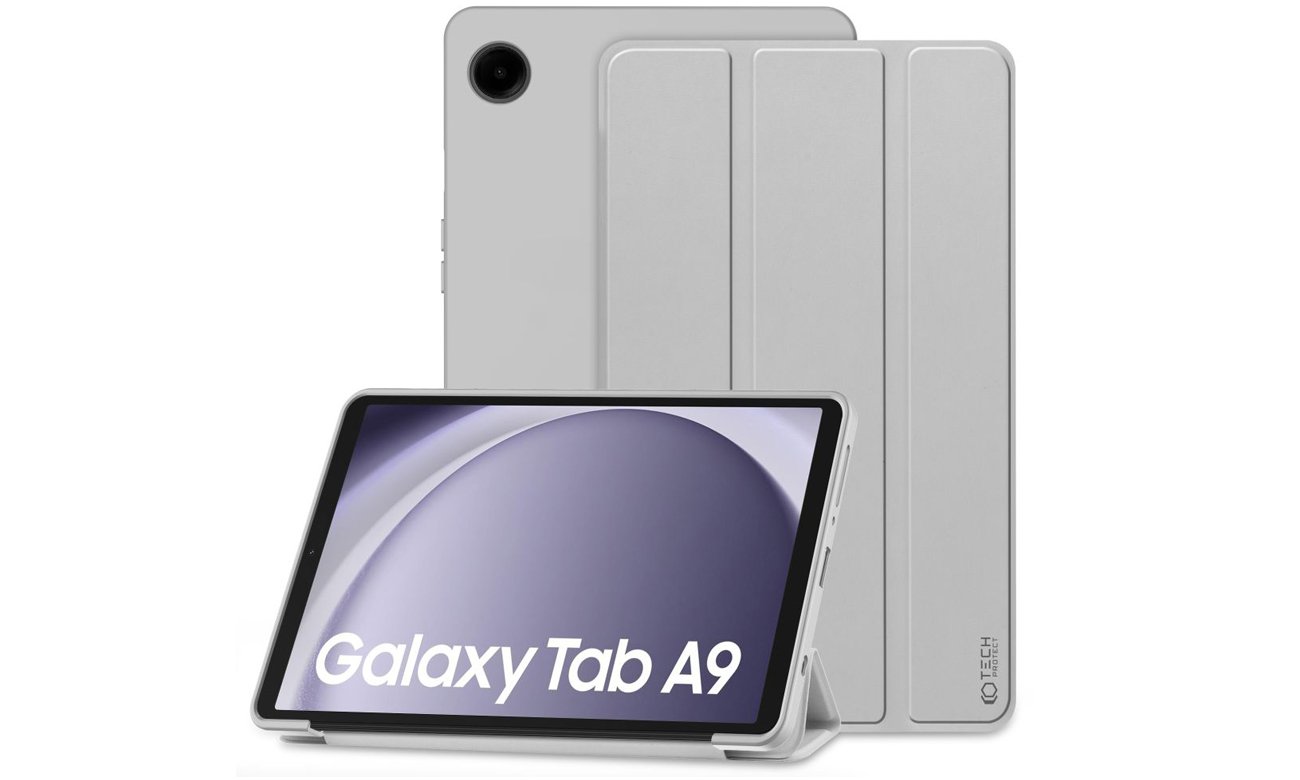 Etui Tech-Protect SmartCase für Samsung Galaxy Tab A9 Grau - Gesamtansicht