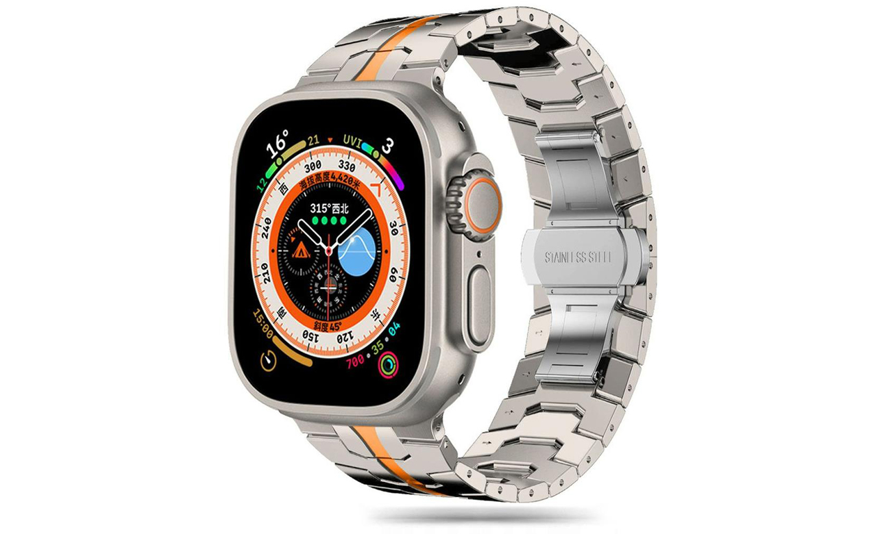 Tech-Protect Stainless Line für Apple Watch 42/44/45/49 mm titan/orange