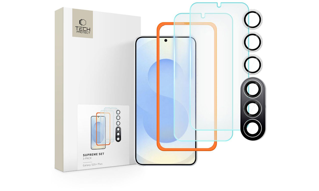 Tech-Protect Supreme Set 3-Pack do Samsung Galaxy S25+ Clear