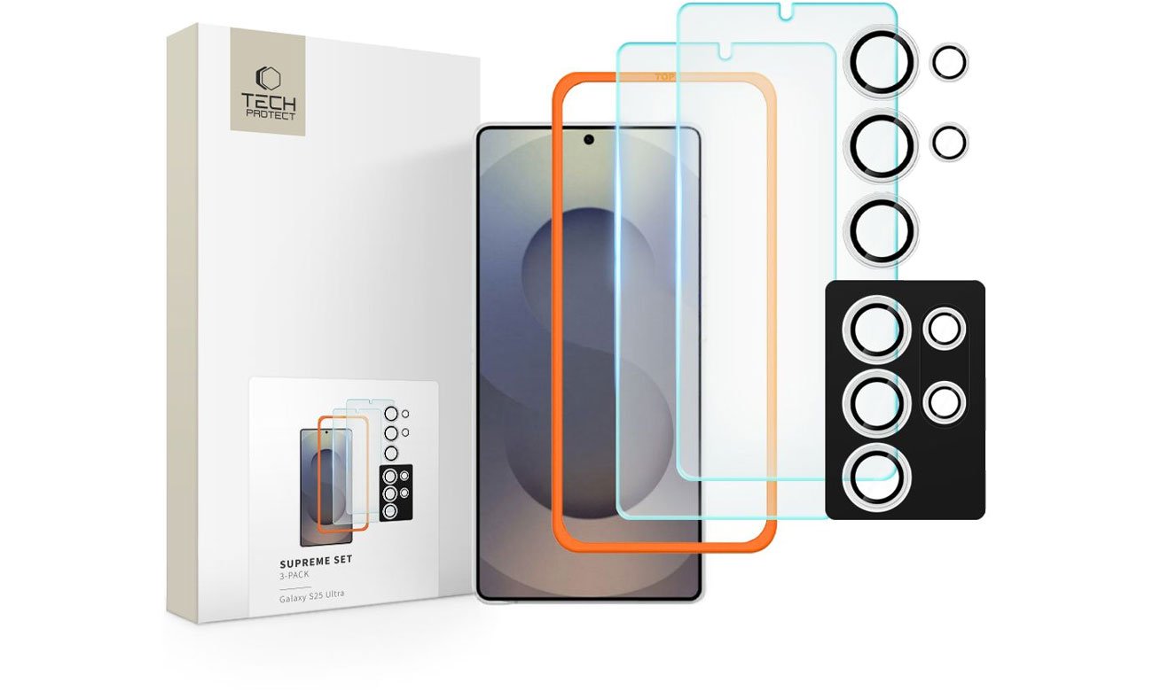 Tech-Protect Supreme Set 3-Pack do Samsung Galaxy S25 Ultra Clear
