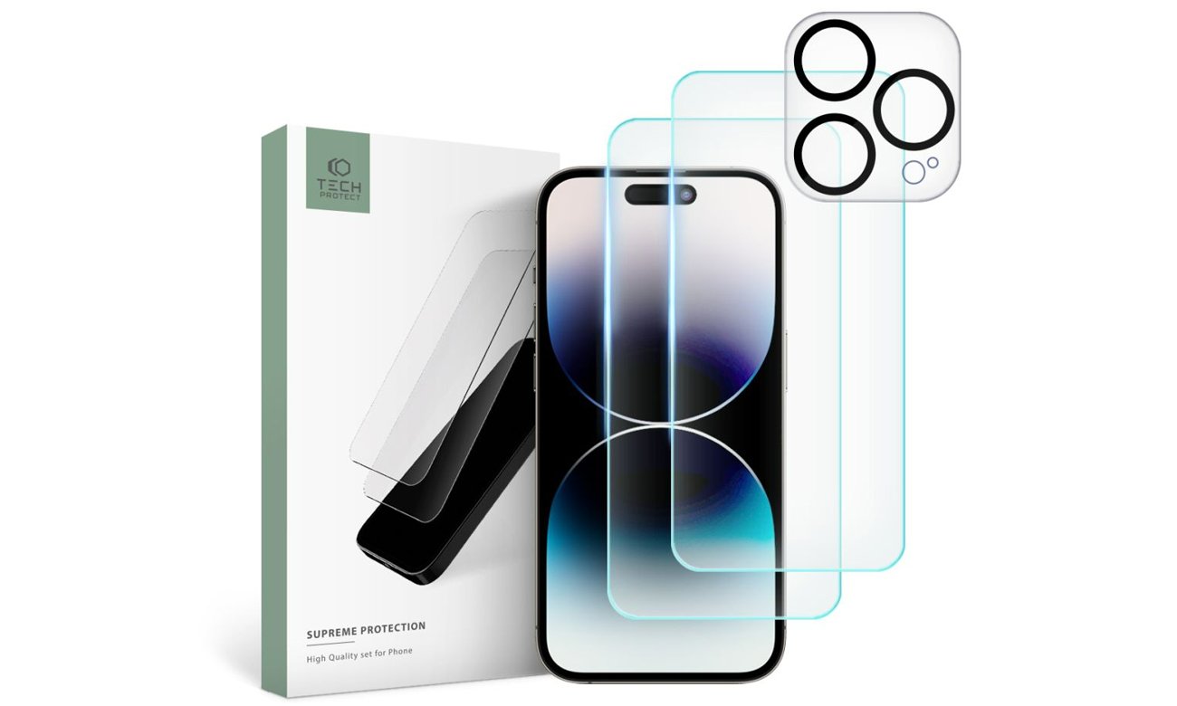 3x Protection écran 9H + 1x Coque iPhone Pro 15 transparente