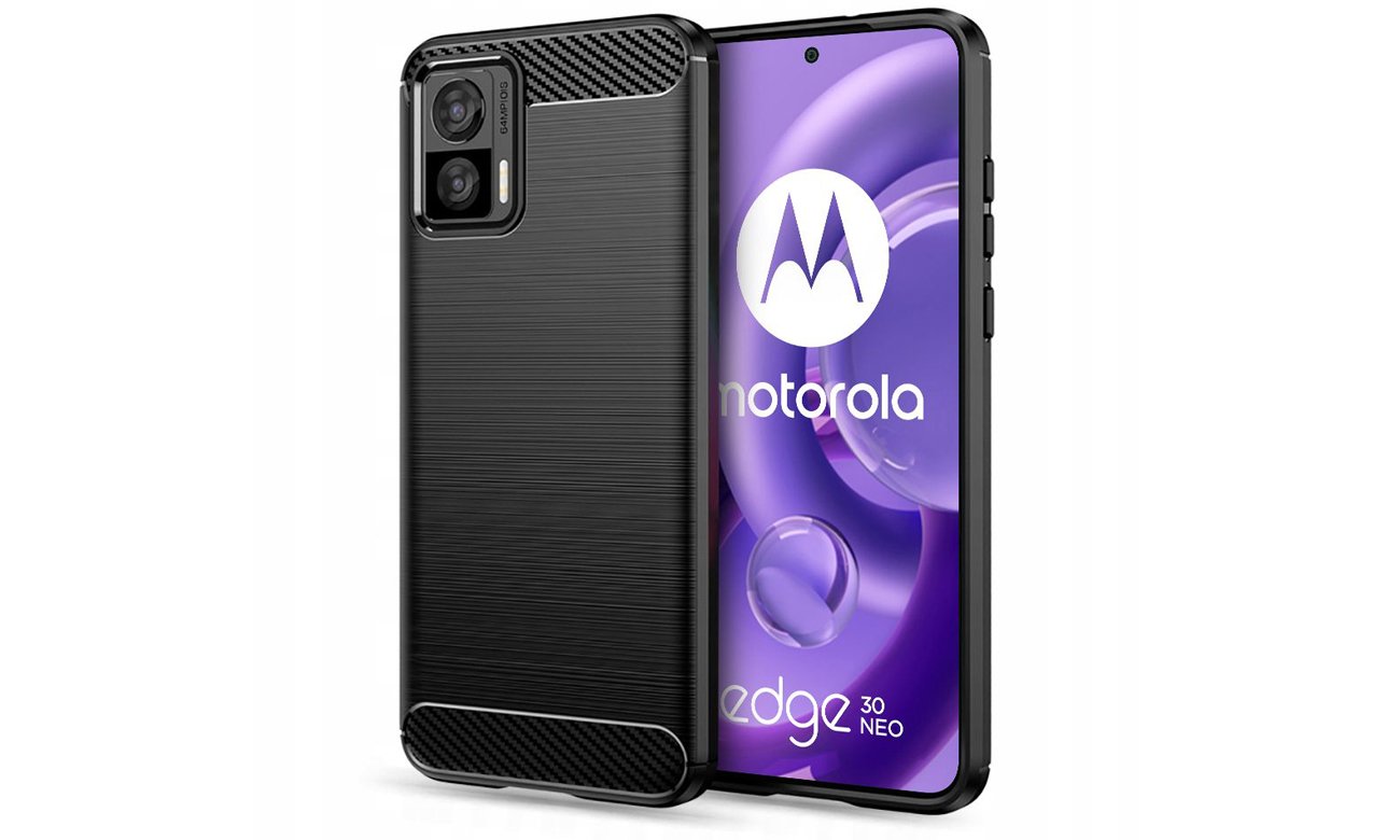 Etui Tech-Protect TPUCarbon für Motorola Edge 30 Neo Schwarz - Gesamtansicht