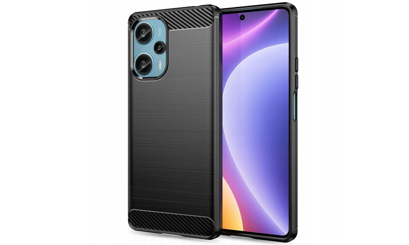Etui Tech-Protect TPUCarbon do Xiaomi POCO F5 - Widok od przodu i z tyłu pod kątem